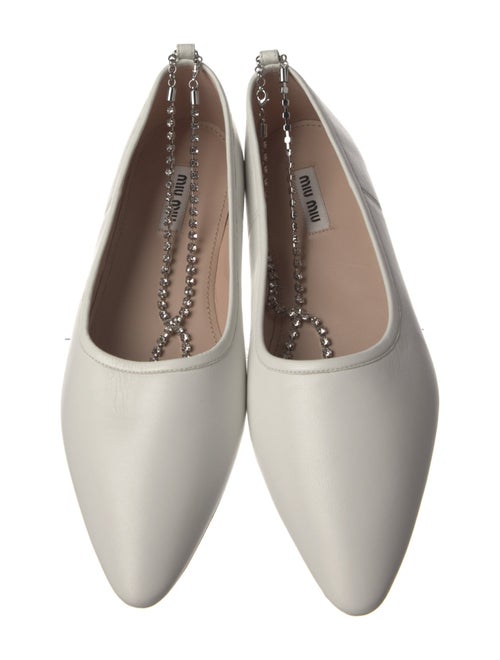 Miu Miu Leather Crystal Embellishments Ballet Flats