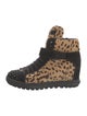 Miu Miu Ponyhair Animal Print Wedge Sneakers