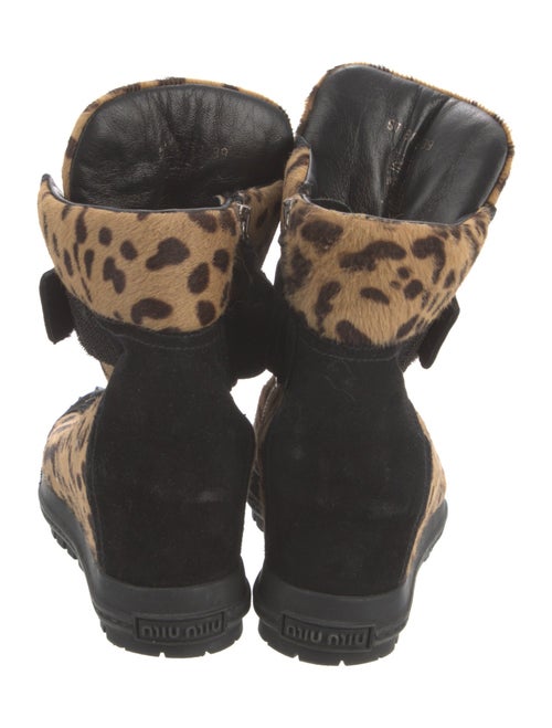 Miu Miu Ponyhair Animal Print Wedge Sneakers