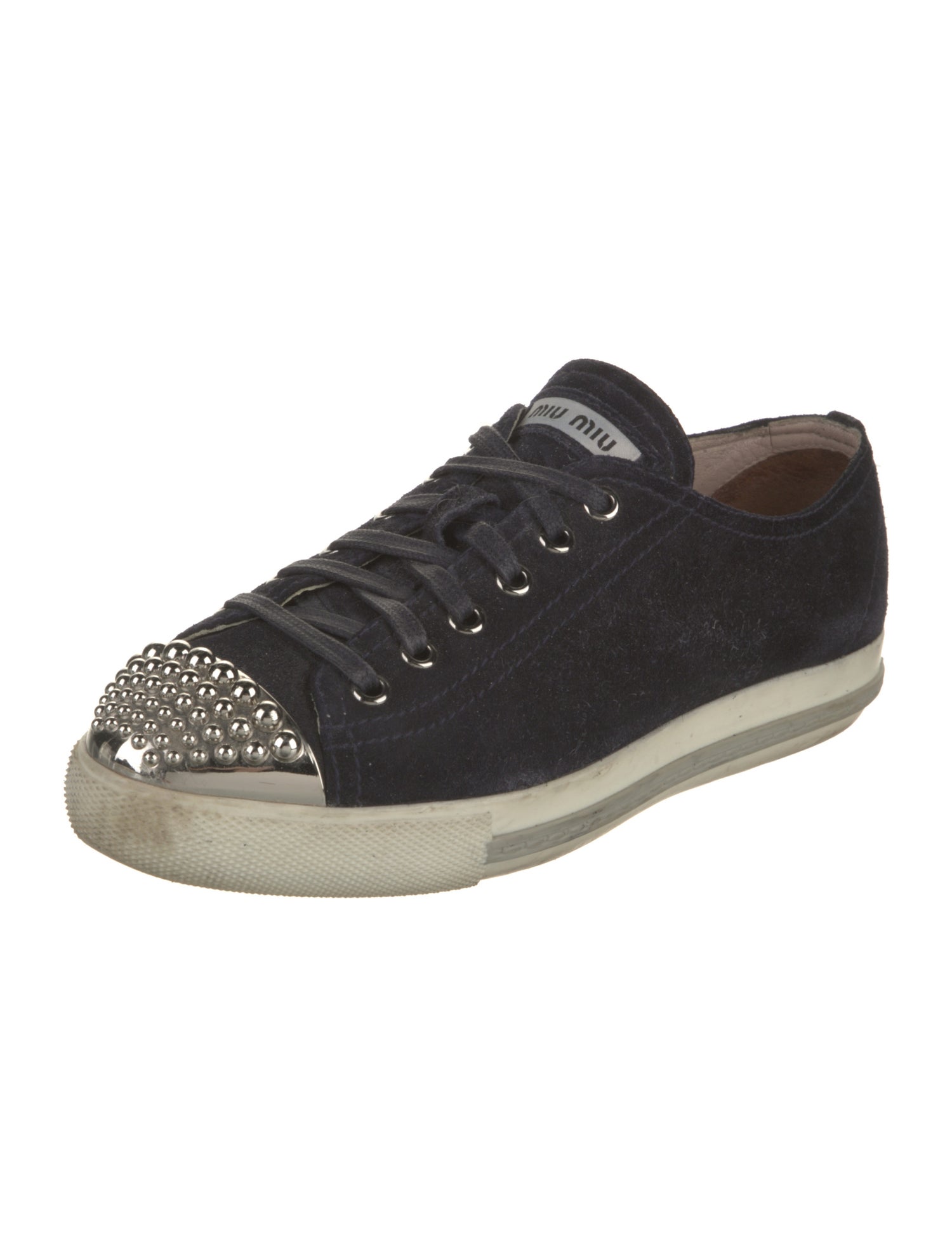 Miu Miu Suede Studded Accents Sneakers