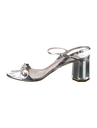 Miu Miu Leather Crystal Embellishments Sandals