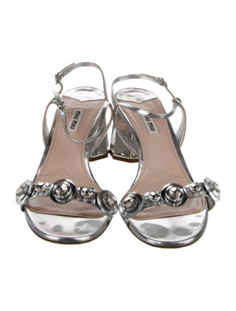 Miu Miu Leather Crystal Embellishments Sandals