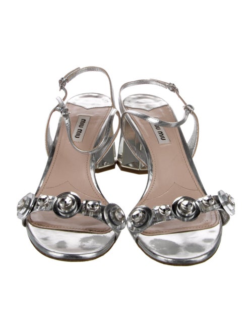 Miu Miu Leather Crystal Embellishments Sandals