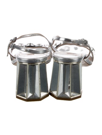 Miu Miu Leather Crystal Embellishments Sandals