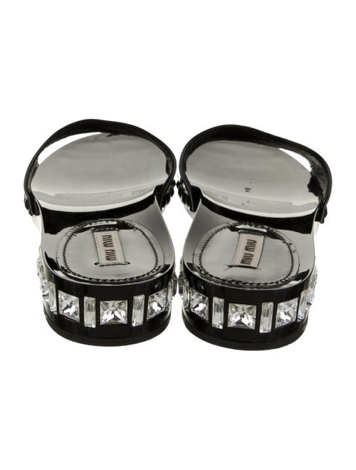 Miu Miu Patent Leather Crystal Embellishments Slides