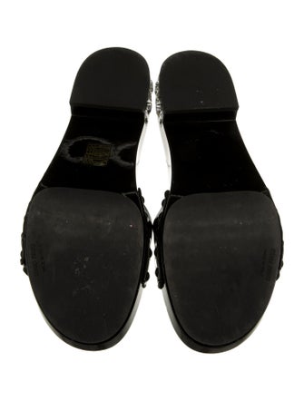 Miu Miu Patent Leather Crystal Embellishments Slides