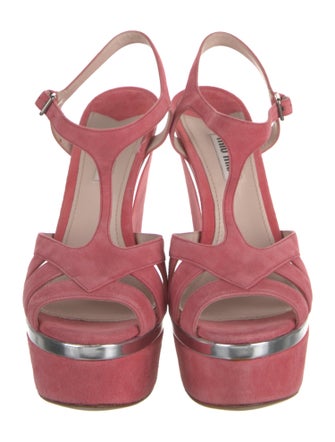 Miu Miu Suede T-Strap Sandals