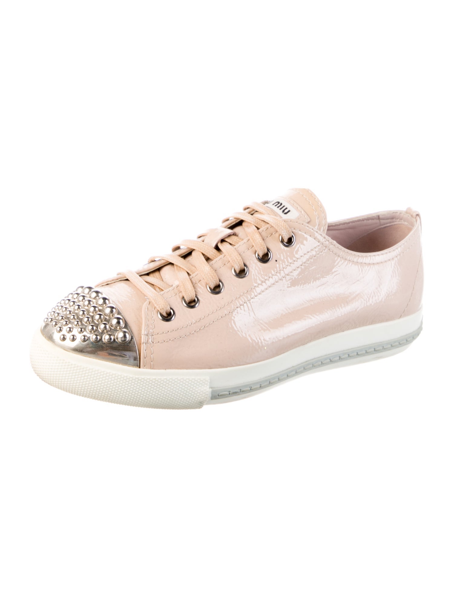 Miu Miu Patent Leather Studded Accents Sneakers