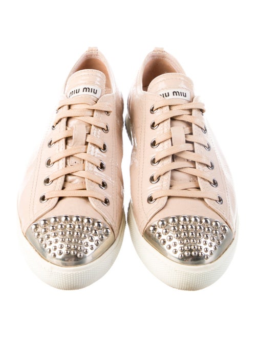 Miu Miu Patent Leather Studded Accents Sneakers