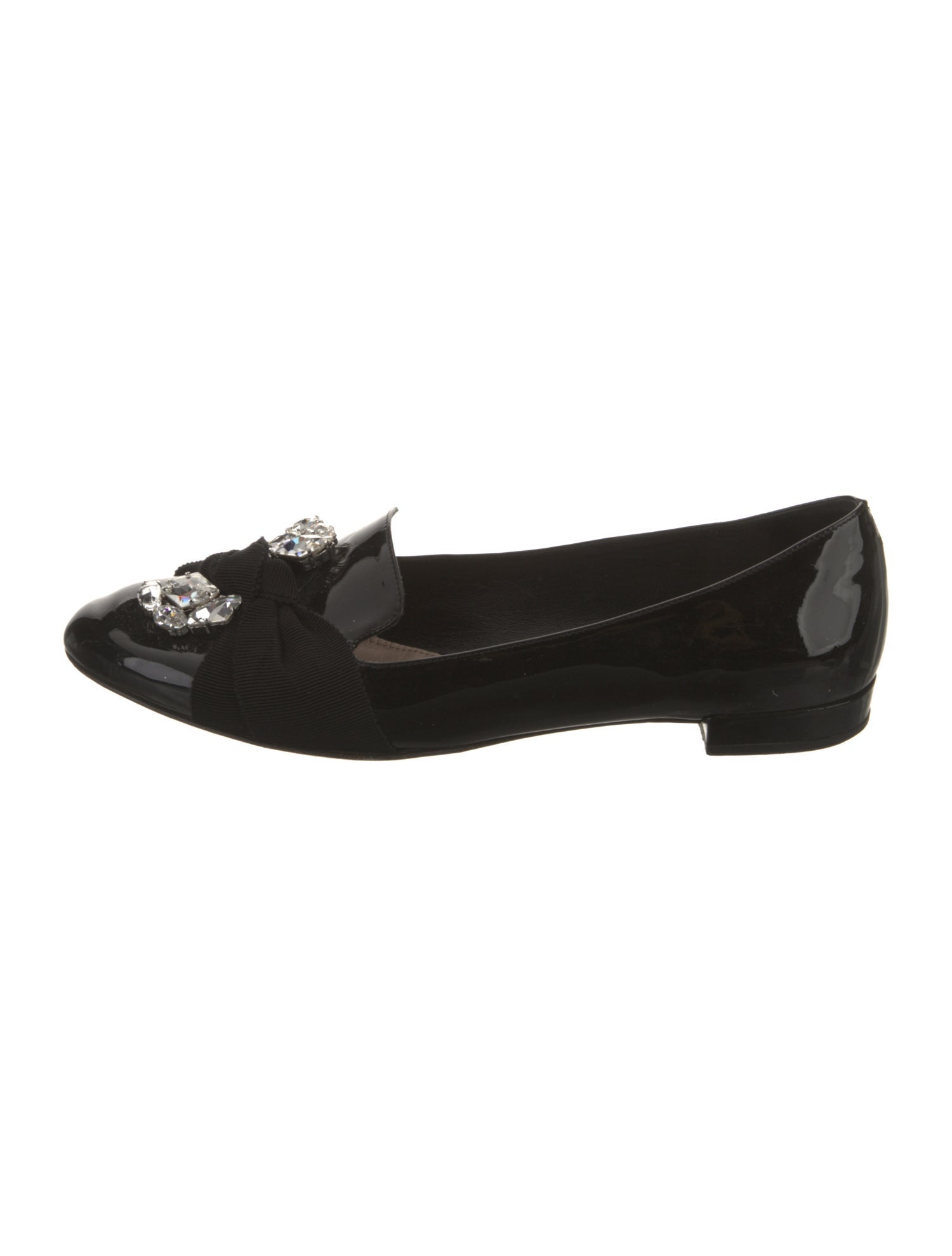 Miu Miu Patent Leather Bow Accents Loafers