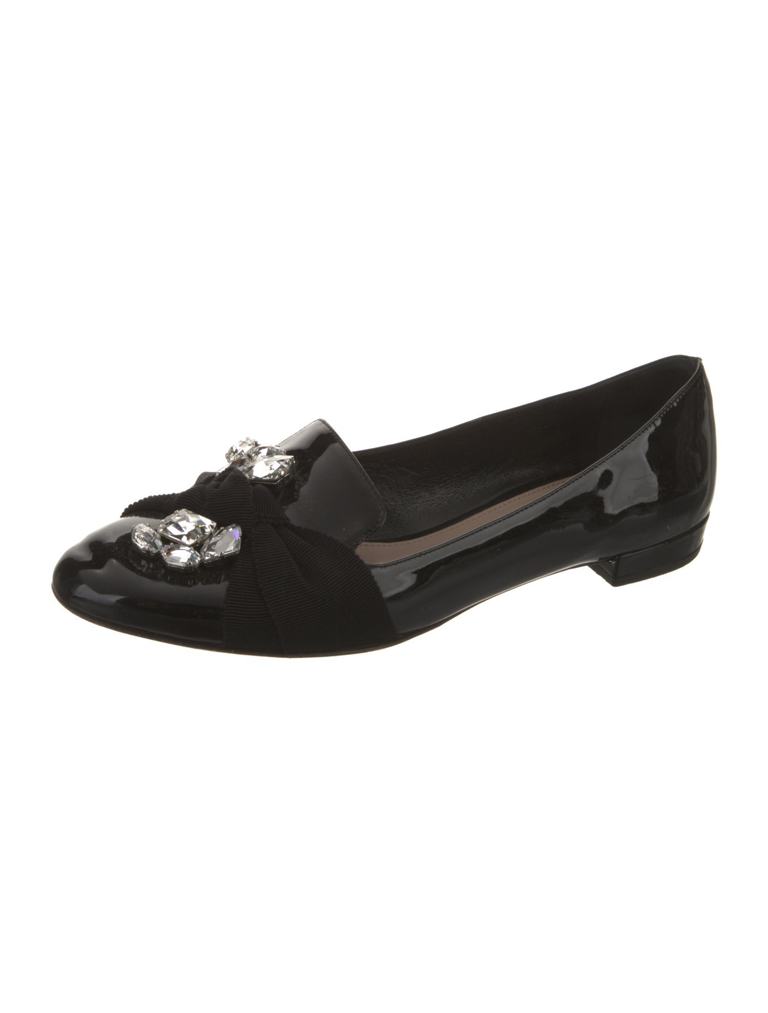 Miu Miu Patent Leather Bow Accents Loafers