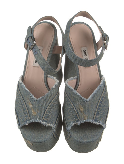 Miu Miu Denim Distressed Accents Mules