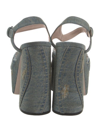 Miu Miu Denim Distressed Accents Mules