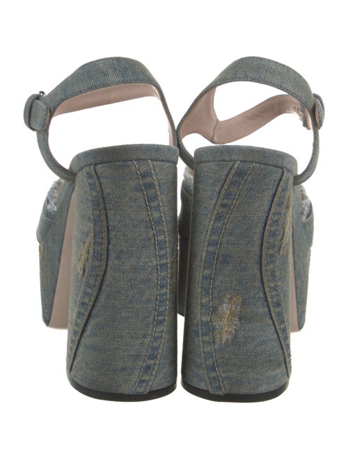 Miu Miu Denim Distressed Accents Mules