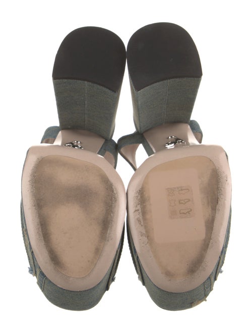 Miu Miu Denim Distressed Accents Mules