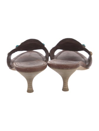 Miu Miu Leather Beaded Accents Slides