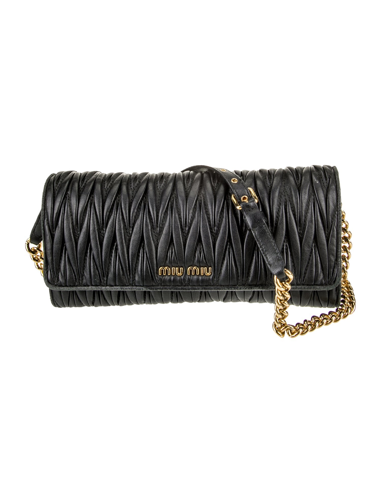 Miu Miu Leather Matelassé Wallet on Chain