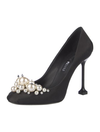 Miu Miu Satin Studded Accents Pumps