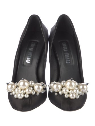 Miu Miu Satin Studded Accents Pumps