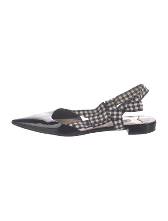 Miu Miu Patent Leather Plaid Print Slingback Flats