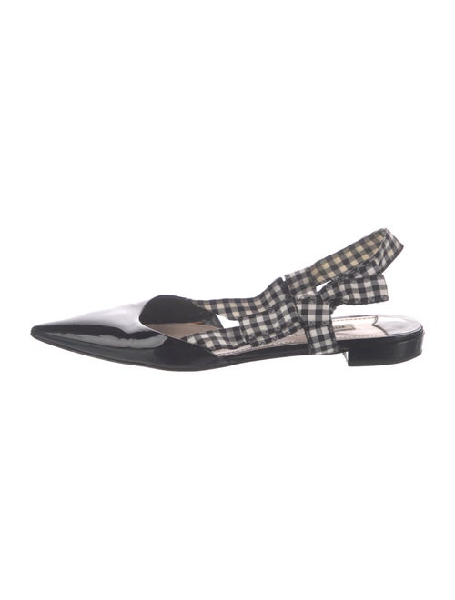 Miu Miu Patent Leather Plaid Print Slingback Flats