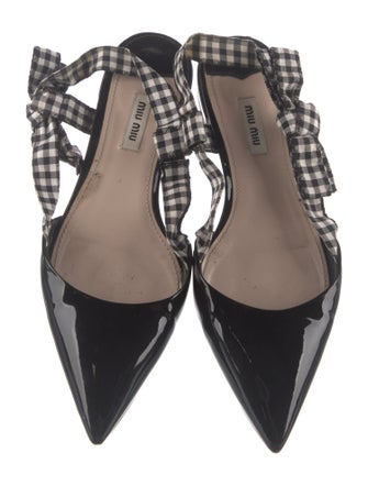 Miu Miu Patent Leather Plaid Print Slingback Flats
