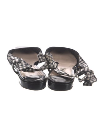 Miu Miu Patent Leather Plaid Print Slingback Flats