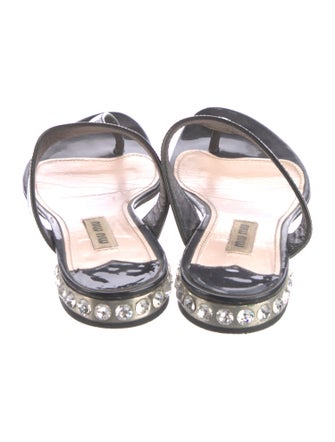Miu Miu Patent Leather Bow Accents Slides