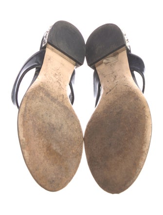 Miu Miu Patent Leather Bow Accents Slides