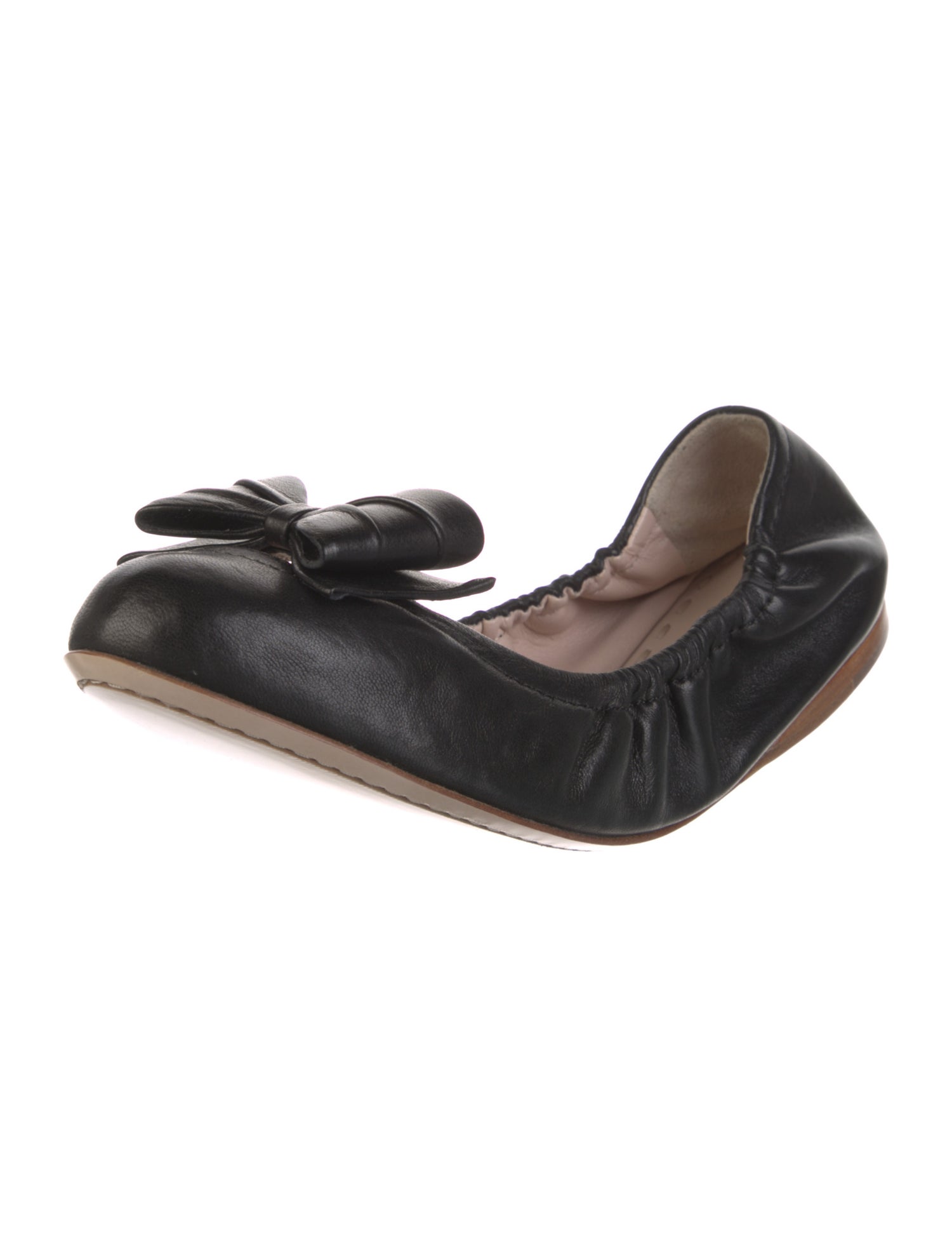 Miu Miu Leather Bow Accents Ballet Flats w/ Tags