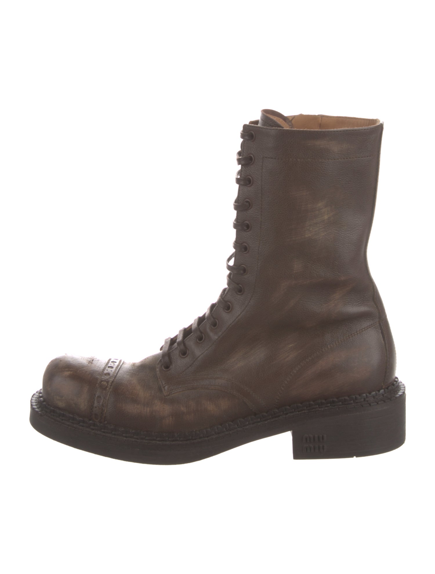 Miu Miu Leather Combat Boots