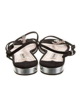 Miu Miu Suede Crystal Embellishments Slingback Sandals