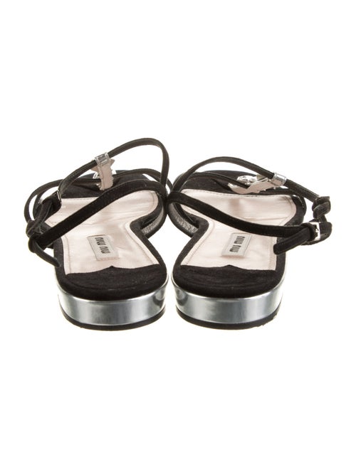 Miu Miu Suede Crystal Embellishments Slingback Sandals