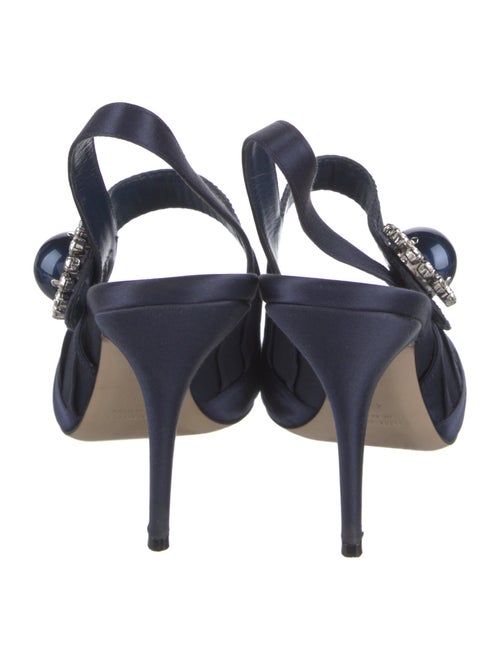Miu Miu Satin Crystal Embellishments Slingback Pumps