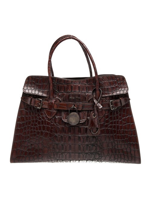 Miu Miu Embossed Leather Top Handle Bag