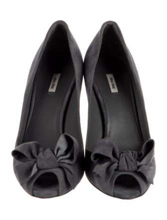 Miu Miu Suede Bow Accents Pumps