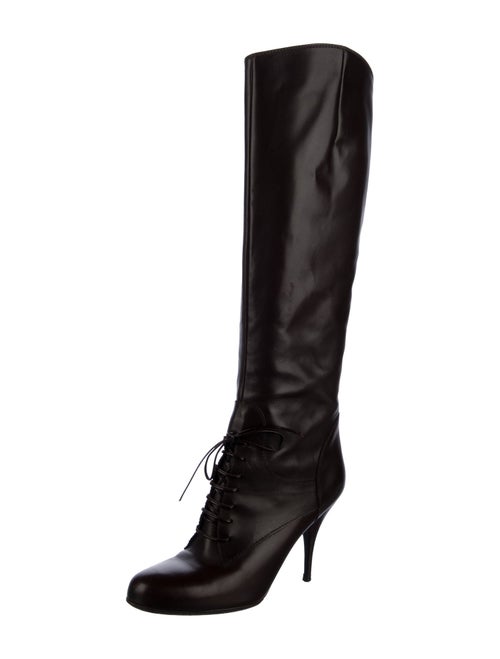 Miu Miu Leather Bow Accents Lace-Up Boots
