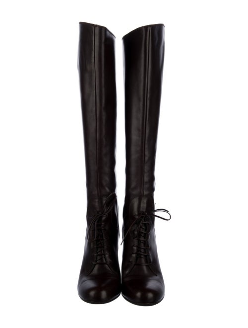 Miu Miu Leather Bow Accents Lace-Up Boots