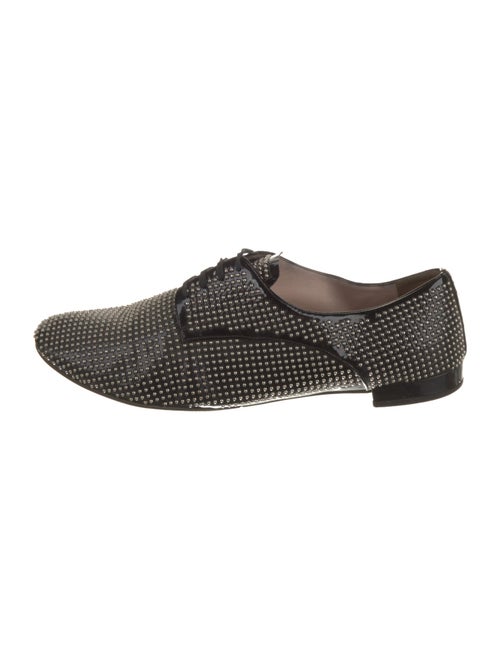 Miu Miu Patent Leather Studded Accents Derby Shoes