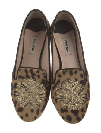 Miu Miu Ponyhair Animal Print Loafers