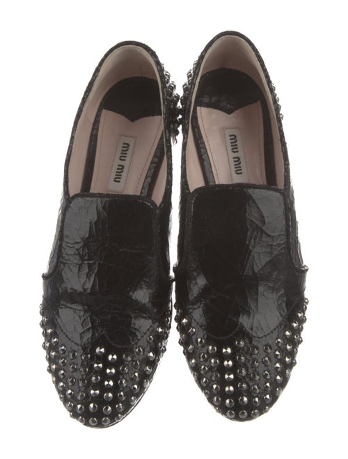 Miu Miu Leather Studded Accents Loafers