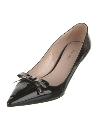 Miu Miu Patent Leather Bow Accents Pumps