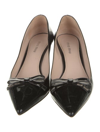 Miu Miu Patent Leather Bow Accents Pumps