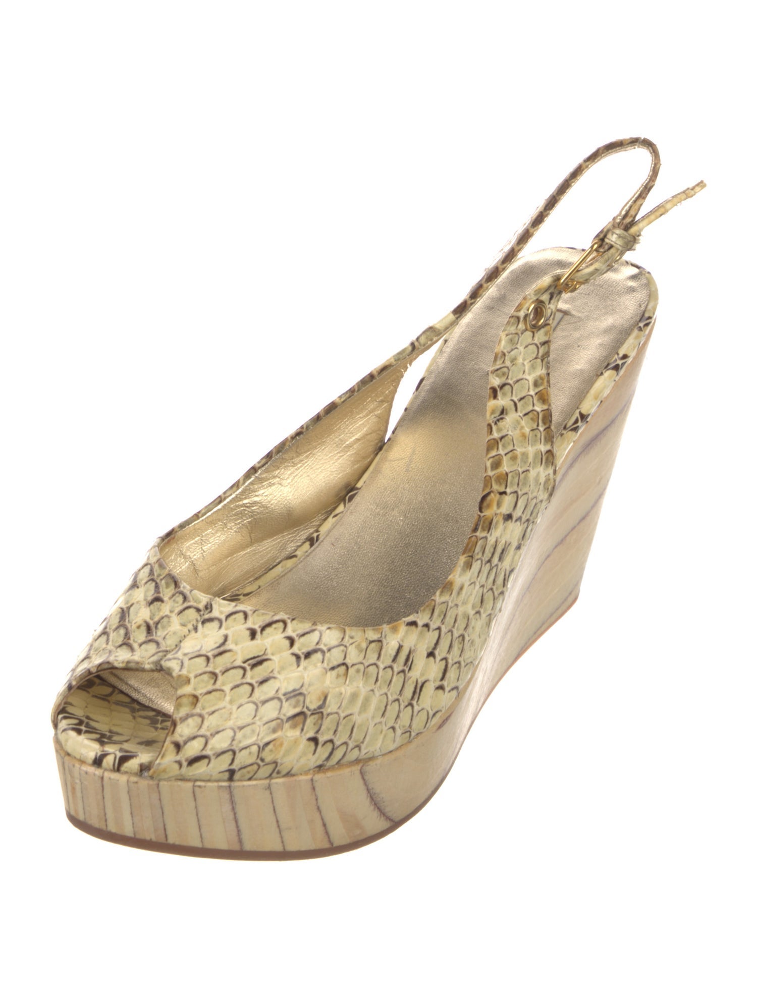 Miu Miu Snakeskin Animal Print Slingback Pumps