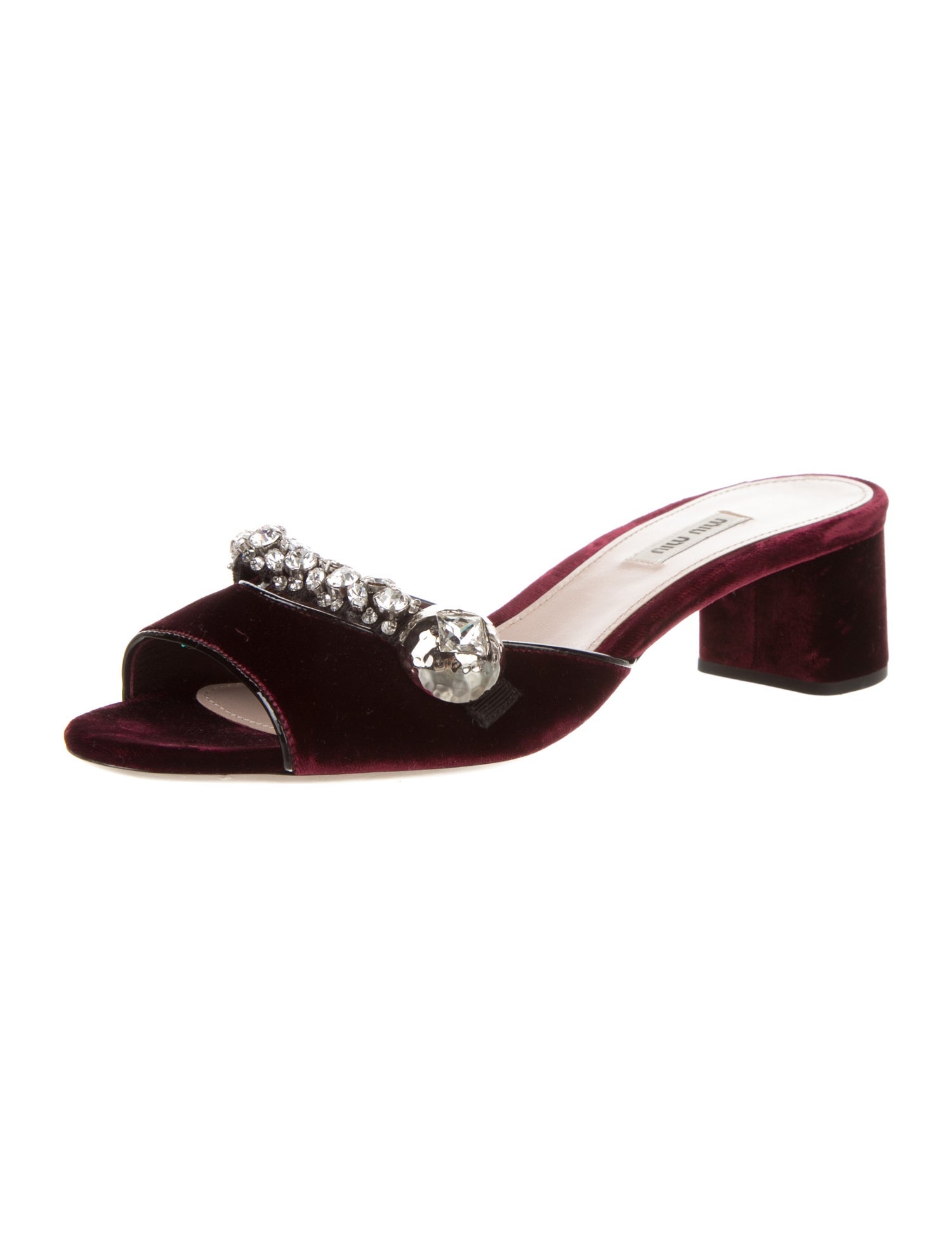 Miu Miu Velvet Crystal Embellishments Slides