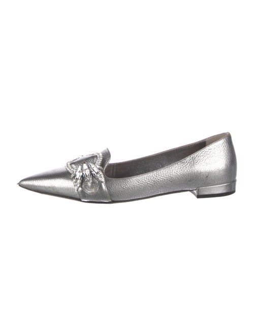 Miu Miu Leather Crystal Embellishments Flats