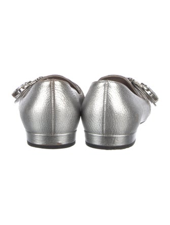 Miu Miu Leather Crystal Embellishments Flats