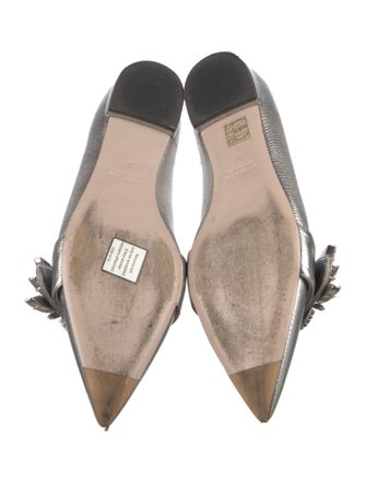 Miu Miu Leather Crystal Embellishments Flats