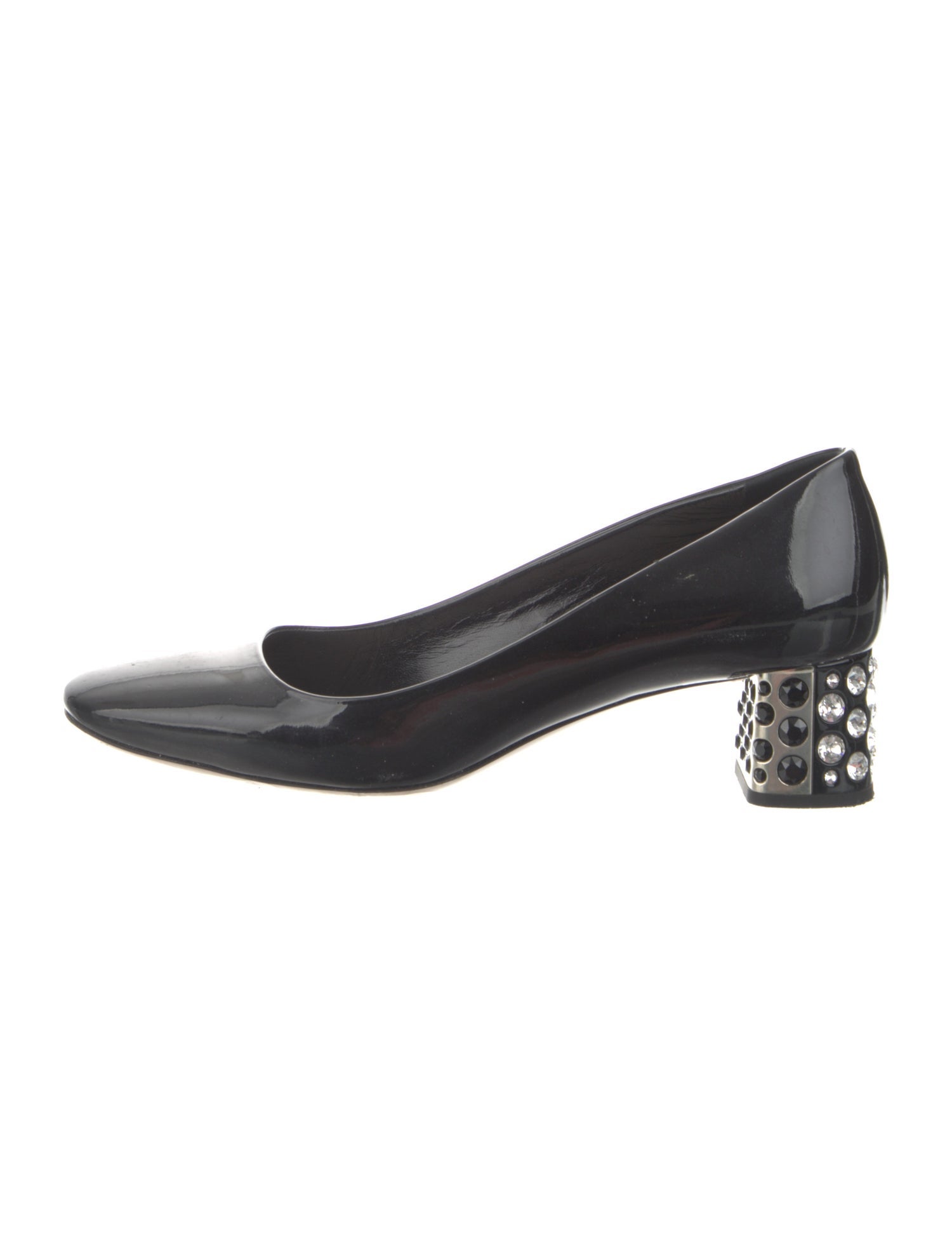 Miu Miu Patent Leather Crystal Embellishments Pumps