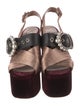 Miu Miu Faux Pearl Accents Velvet Slingback Sandals